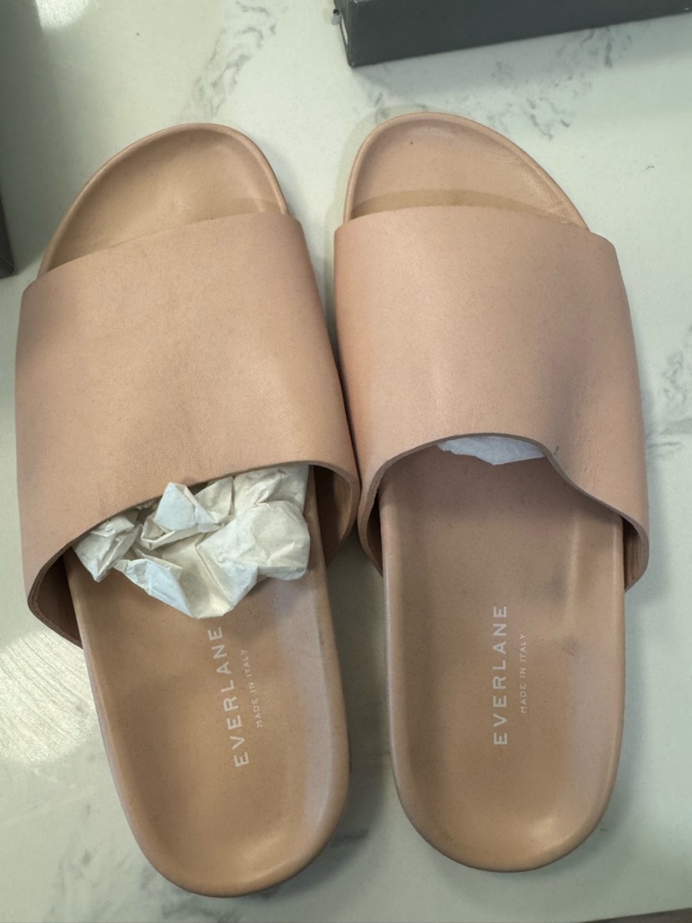 Everlane Women's Nude Blush Leather Slide Sandals